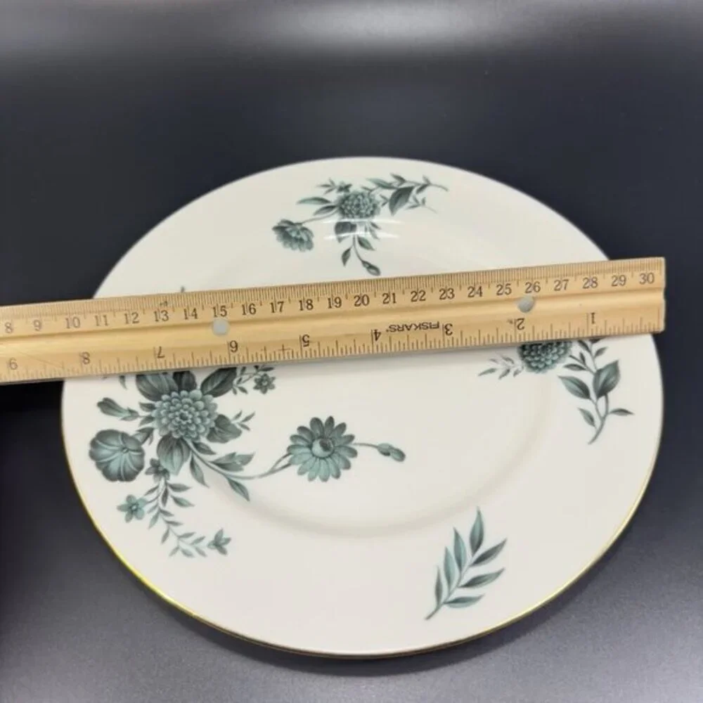 Pickard Fine Porcelain Diana Dish Plate 8in Plates‎ Dishes USA Green Ivory Set2